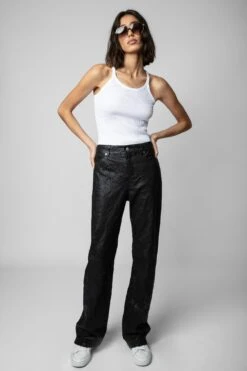 Zadig & Voltaire Evy Crinkled Leather Pants Black