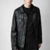 Zadig & Voltaire Base Crinkled Leather Jacket Black