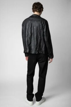 Zadig & Voltaire Base Crinkled Leather Jacket Black -Zadig & Voltaire Shop SKCU1406H NOIR 25