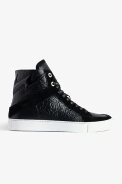 Zadig & Voltaire ZV1747 High Flash High-Top Crinkled Sneakers Black