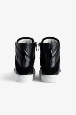 Zadig & Voltaire ZV1747 High Flash High-Top Crinkled Sneakers Black -Zadig & Voltaire Shop SWSN00431 NOIR 4