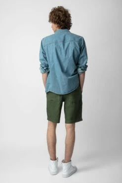 Zadig & Voltaire Pixel Linen Bermuda Shorts Used Kaki -Zadig & Voltaire Shop WMBS00055 USED KAKI 4