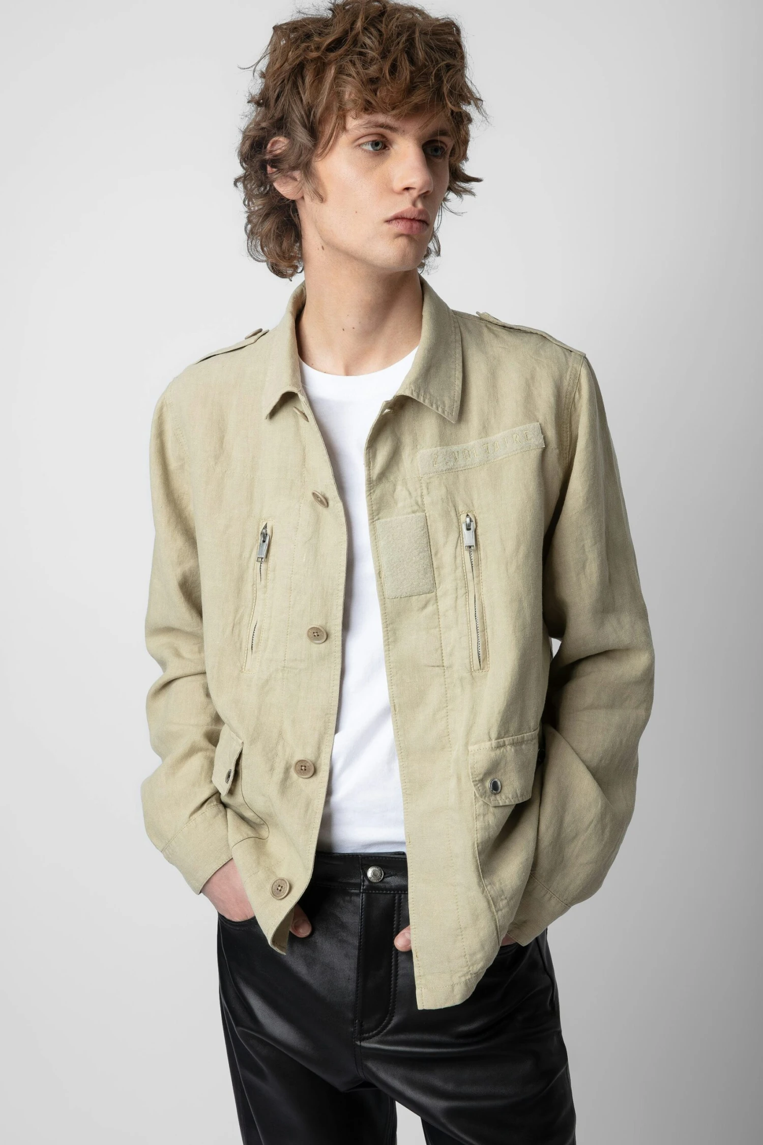 Zadig & Voltaire Kido Linen Jacket Light Beige 1 Zadig & Voltaire Kido Linen Jacket Light Beige
