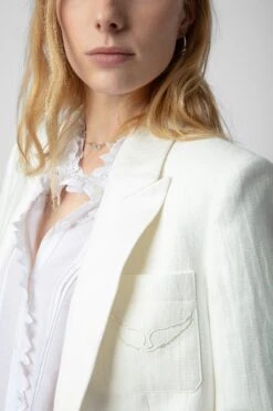 Zadig & Voltaire Vow Linen Blazer White -Zadig & Voltaire Shop WWBL00850 BLANC 5