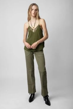 Zadig & Voltaire Christy Silk Camisole Dark Olive