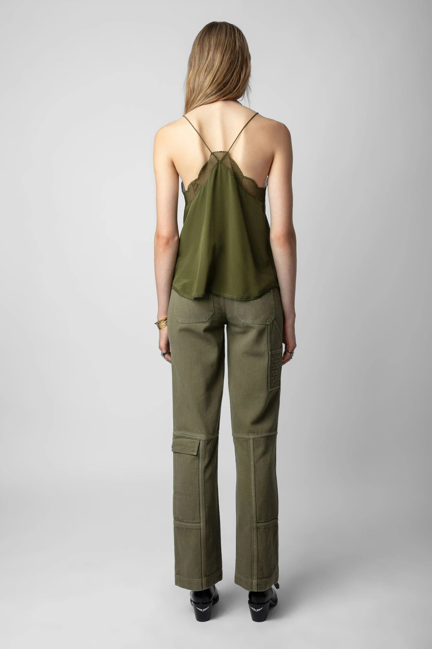 Zadig & Voltaire Christy Silk Camisole Dark Olive 4 Zadig & Voltaire Christy Silk Camisole Dark Olive - Image 4