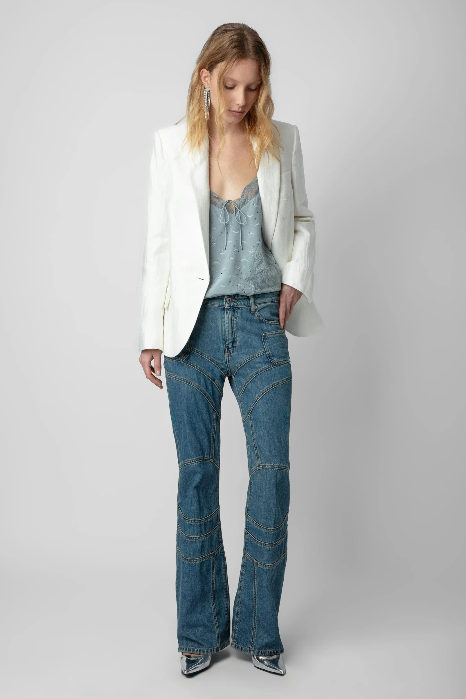 Zadig & Voltaire Capela Diamanté Silk Jacquard Camisole Glacier 2 Zadig & Voltaire Capela Diamanté Silk Jacquard Camisole Glacier - Image 2