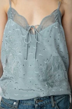 Zadig & Voltaire Capela Diamanté Silk Jacquard Camisole Glacier 10 Zadig & Voltaire Capela Diamanté Silk Jacquard Camisole Glacier -Zadig & Voltaire Shop WWCR00234 GLACIER 5