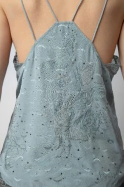 Zadig & Voltaire Capela Diamanté Silk Jacquard Camisole Glacier 12 Zadig & Voltaire Capela Diamanté Silk Jacquard Camisole Glacier -Zadig & Voltaire Shop WWCR00234 GLACIER 7