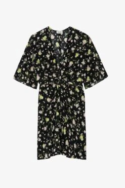 Zadig & Voltaire Rozom Soft Crinkle Roses Dress Black 9 Zadig & Voltaire Rozom Soft Crinkle Roses Dress Black -Zadig & Voltaire Shop WWDR01342 NOIR 1