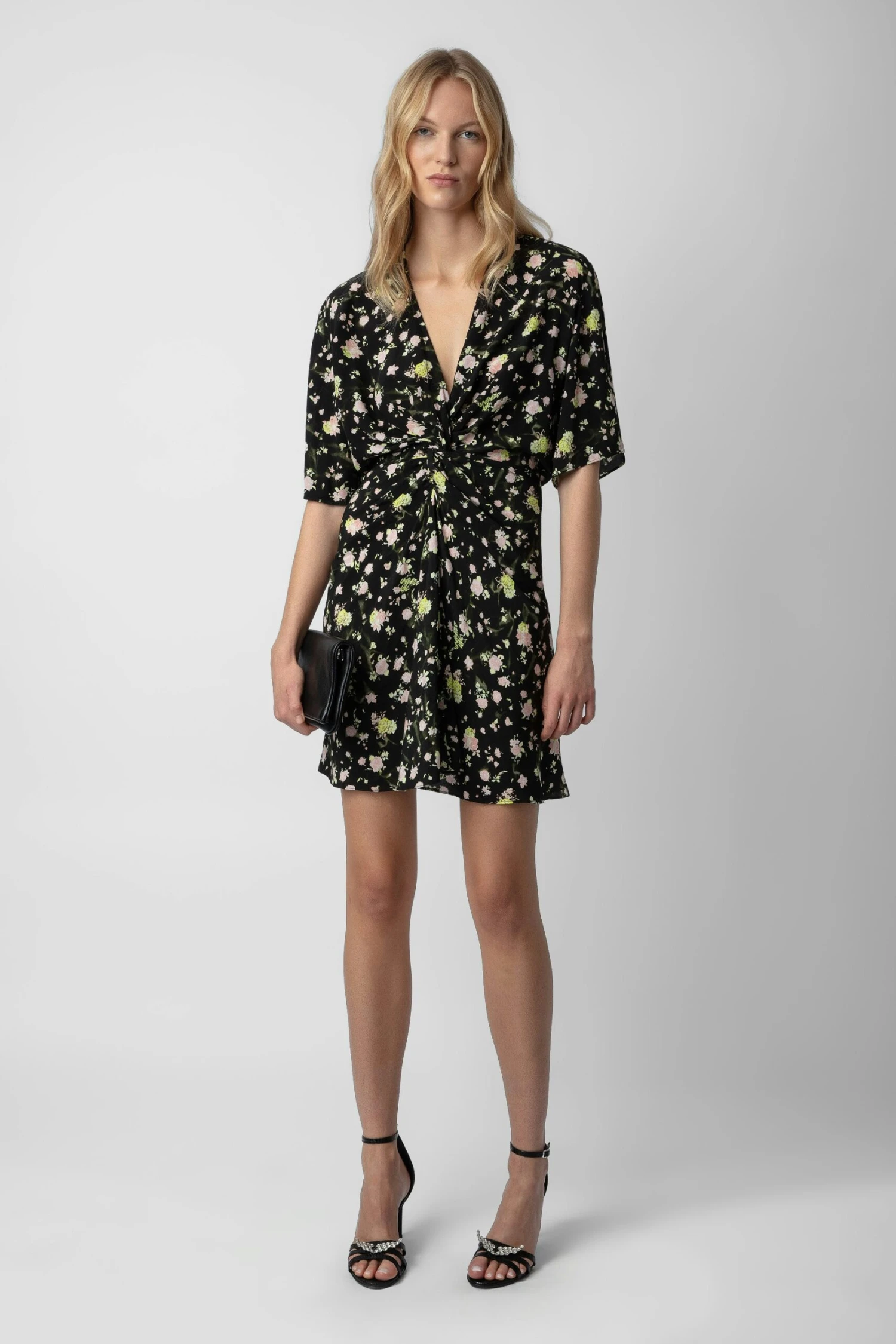 Zadig & Voltaire Rozom Soft Crinkle Roses Dress Black 1 Zadig & Voltaire Rozom Soft Crinkle Roses Dress Black
