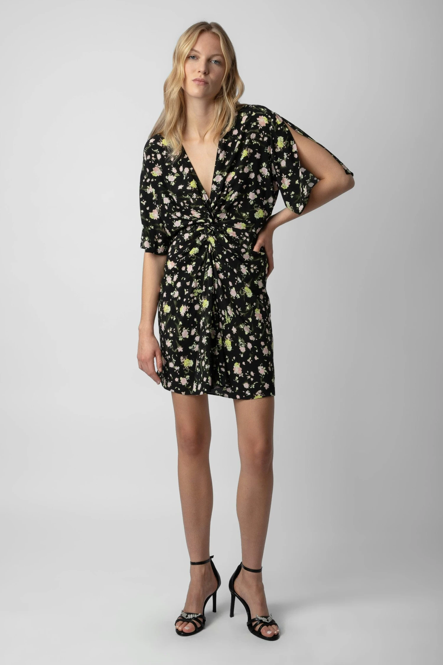 Zadig & Voltaire Rozom Soft Crinkle Roses Dress Black 2 Zadig & Voltaire Rozom Soft Crinkle Roses Dress Black - Image 2