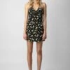 Zadig & Voltaire Randa Soft Crinkle Roses Dress Black