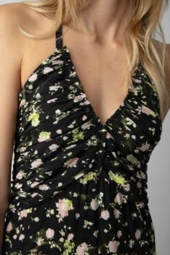 Zadig & Voltaire Randa Soft Crinkle Roses Dress Black 8 Zadig & Voltaire Randa Soft Crinkle Roses Dress Black -Zadig & Voltaire Shop WWDR01344 NOIR 4 1