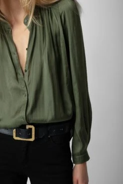Zadig & Voltaire Tchin Satin Blouse Used Kaki -Zadig & Voltaire Shop WWSH00519 USED KAKI 4