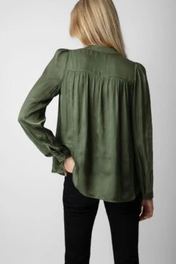 Zadig & Voltaire Tchin Satin Blouse Used Kaki -Zadig & Voltaire Shop WWSH00519 USED KAKI 5