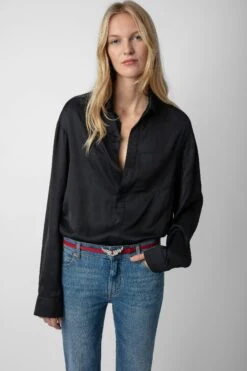 Zadig & Voltaire Tyrone Satin Shirt Black 11 Zadig & Voltaire Tyrone Satin Shirt Black -Zadig & Voltaire Shop WWSH00558 NOIR 2