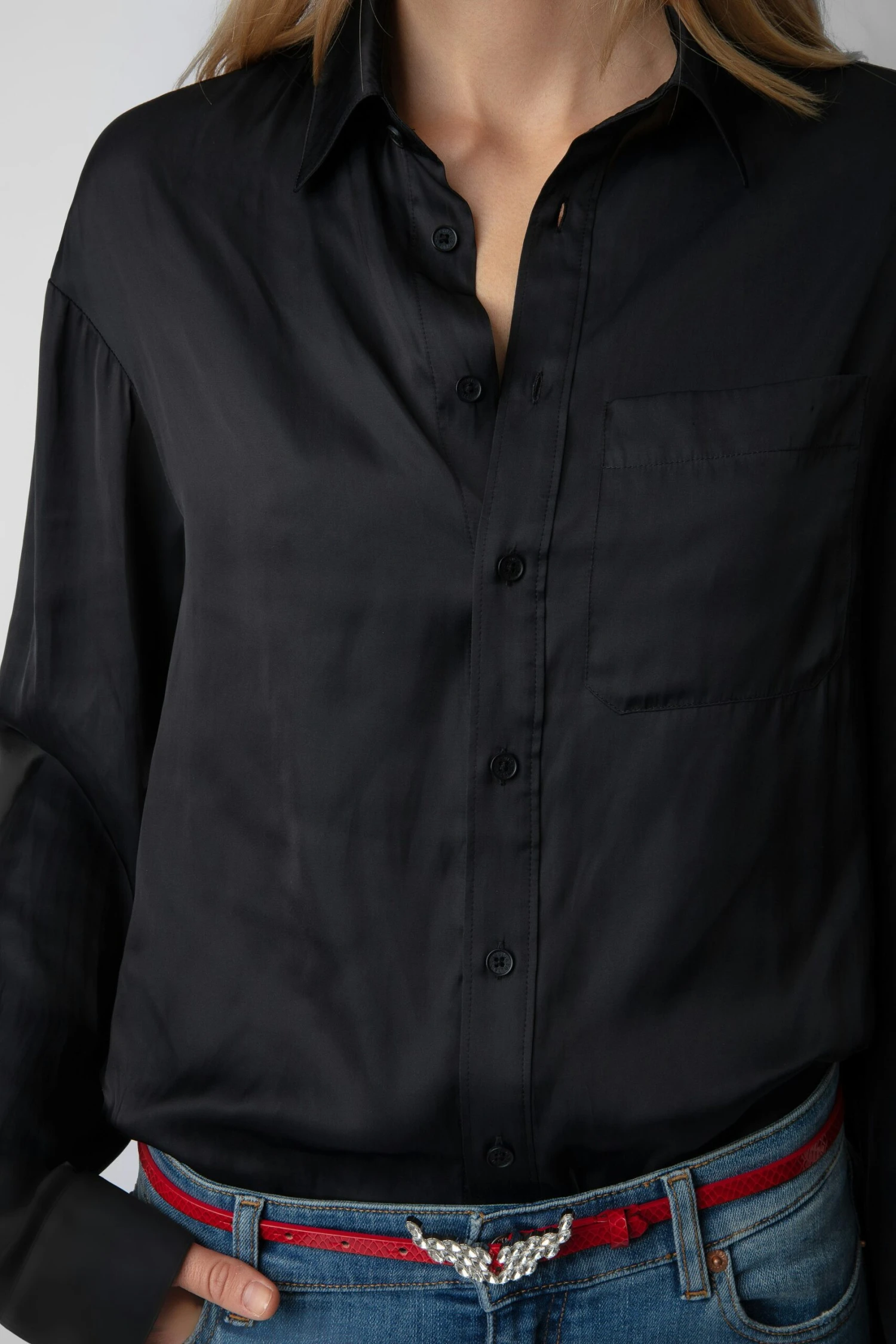 Zadig & Voltaire Tyrone Satin Shirt Black 5 Zadig & Voltaire Tyrone Satin Shirt Black - Image 5