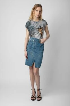 Zadig & Voltaire Jinko Denim Skirt Light Blue