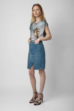 Zadig & Voltaire Jinko Denim Skirt Light Blue -Zadig & Voltaire Shop WWSK00366 LIGHT BLUE 3