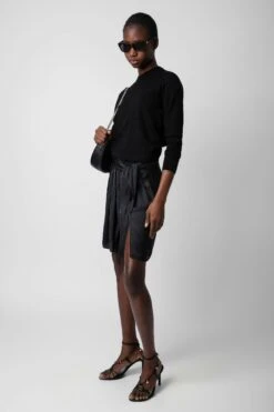 Zadig & Voltaire Joji Satin Skirt Black -Zadig & Voltaire Shop WWSK00368 NOIR 4