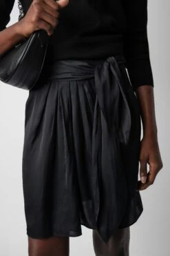 Zadig & Voltaire Joji Satin Skirt Black -Zadig & Voltaire Shop WWSK00368 NOIR 5