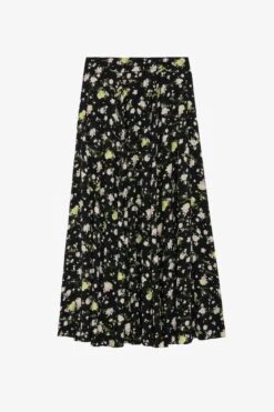 Zadig & Voltaire Joyo Soft Crinkle Roses Skirt Black -Zadig & Voltaire Shop WWSK00378 NOIR