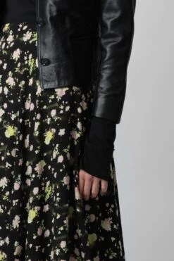 Zadig & Voltaire Joyo Soft Crinkle Roses Skirt Black -Zadig & Voltaire Shop WWSK00378 NOIR 5 1