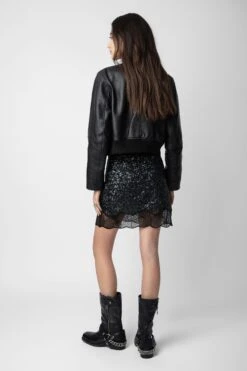 Zadig & Voltaire Justicias Sequin Skirt Black -Zadig & Voltaire Shop WWSK00384 NOIR 9