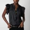 Zadig & Voltaire Tiza Satin Top Black