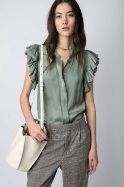 Zadig & Voltaire Tiza Satin Top Treillis