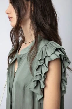 Zadig & Voltaire Tiza Satin Top Treillis 8 Zadig & Voltaire Tiza Satin Top Treillis -Zadig & Voltaire Shop WWTO00197 TREILLIS 4