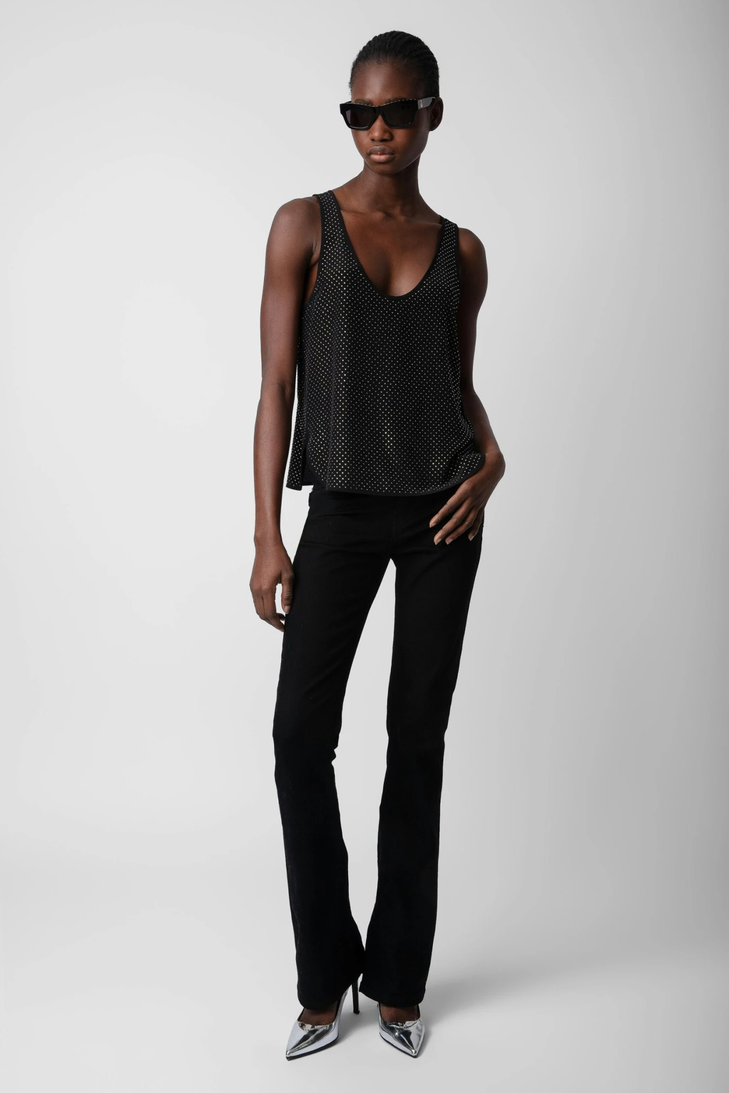 Zadig & Voltaire Carys Diamanté Silk Top Black 3 Zadig & Voltaire Carys Diamanté Silk Top Black - Image 3