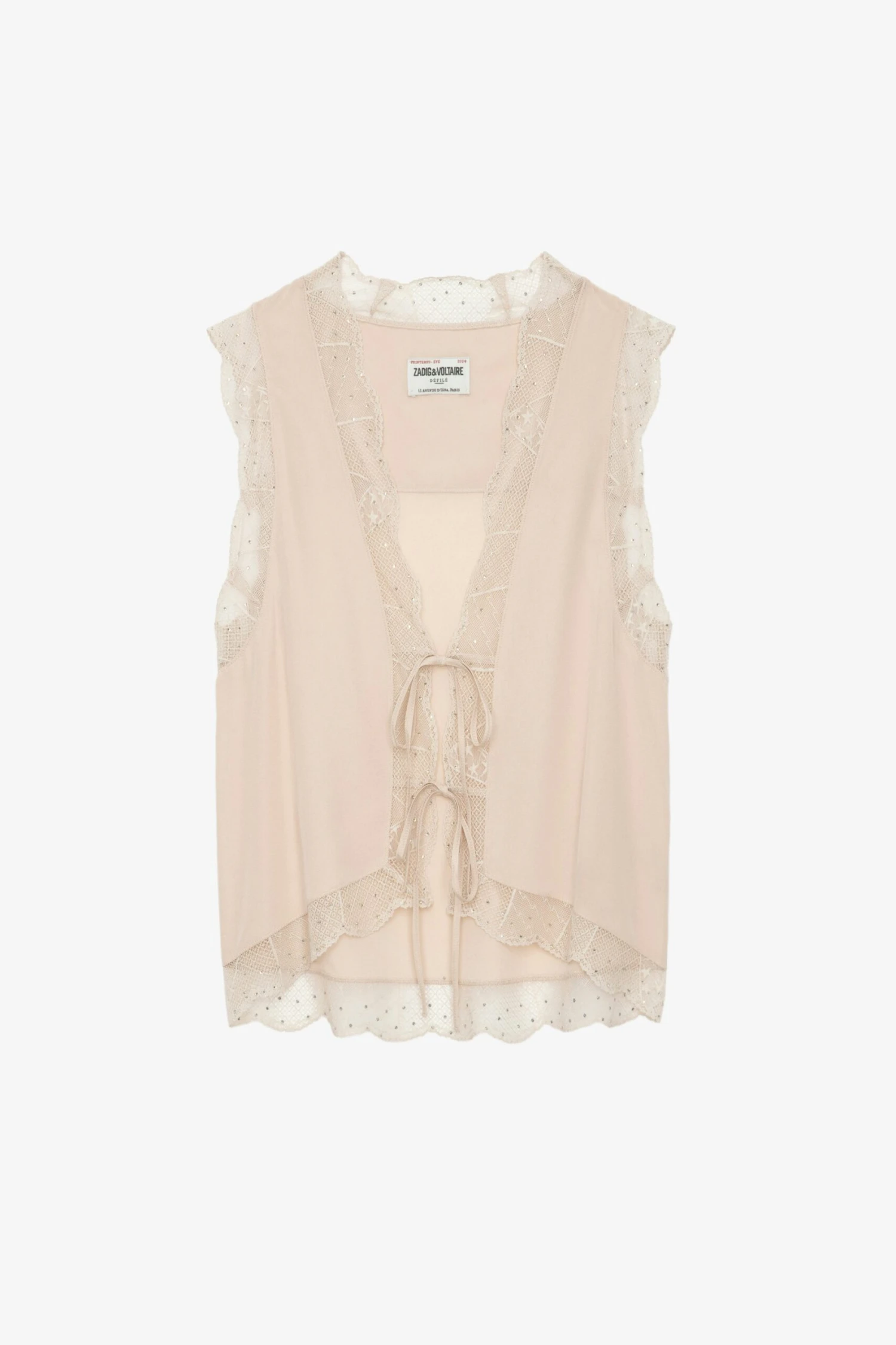 Zadig & Voltaire Topzy Diamanté Silk Top Sorbet 6 Zadig & Voltaire Topzy Diamanté Silk Top Sorbet - Image 6