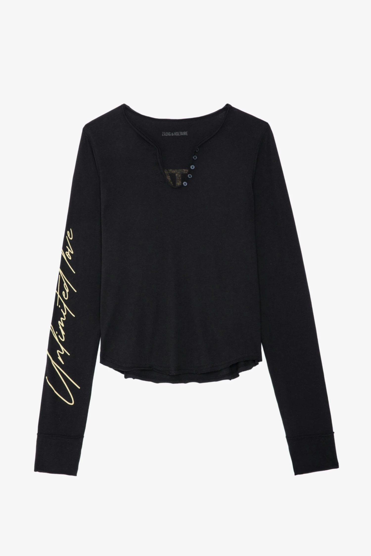 Zadig & Voltaire Crop Concert Crush Henley Top Black 5 Zadig & Voltaire Crop Concert Crush Henley Top Black - Image 5