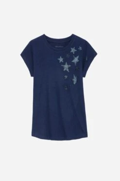 Zadig & Voltaire Skinny Stars Diamanté T-Shirt Marine -Zadig & Voltaire Shop jwts01586 marine