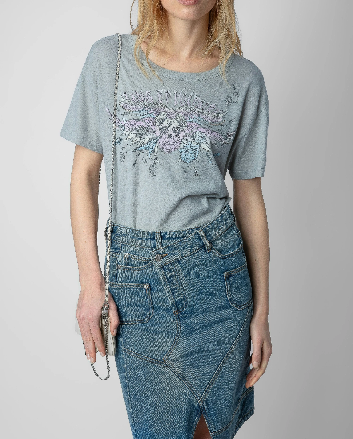 Zadig & Voltaire Marta Concert Diamanté T-shirt Oyster 2 Zadig & Voltaire Marta Concert Diamanté T-shirt Oyster - Image 2