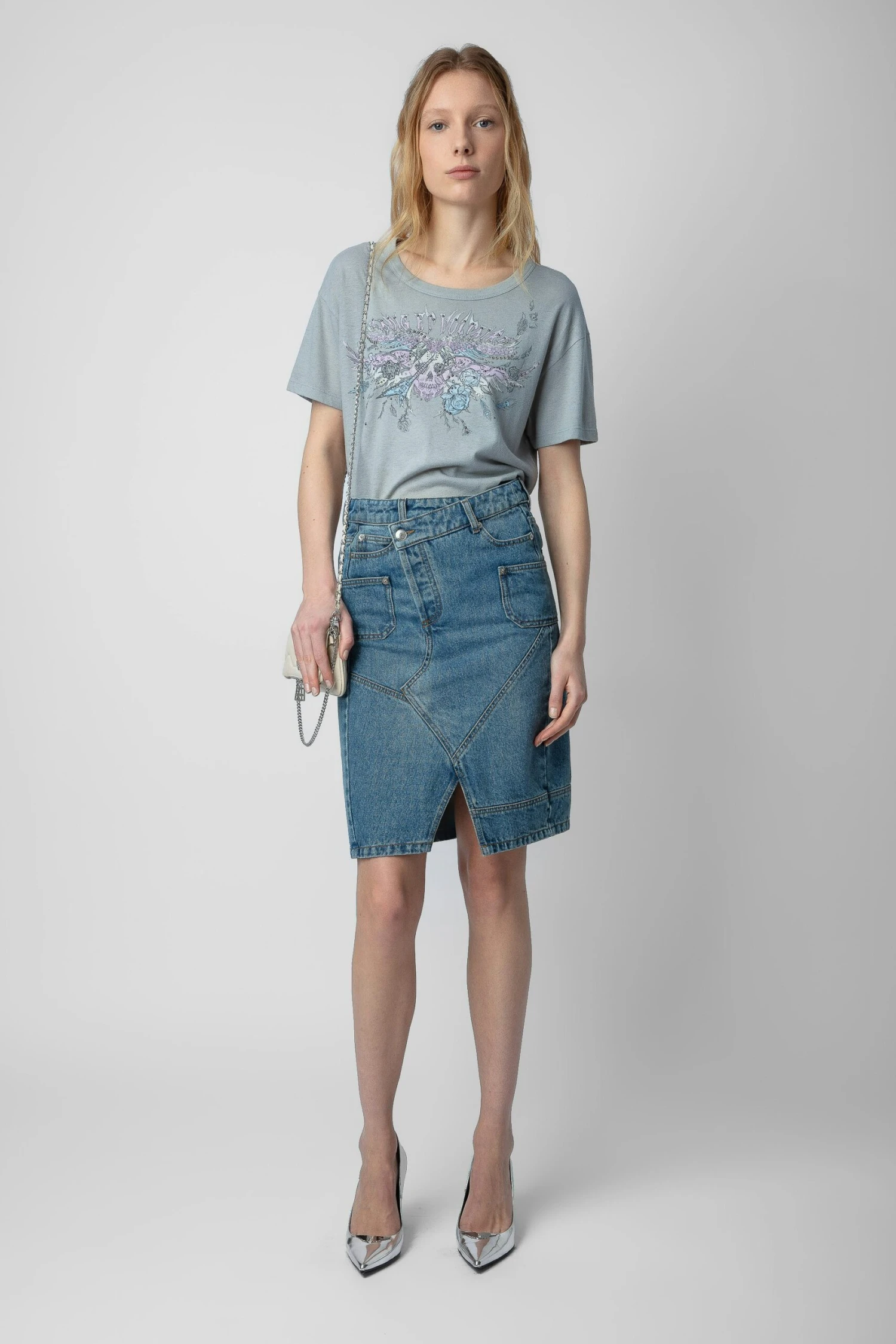 Zadig & Voltaire Marta Concert Diamanté T-shirt Oyster 1 Zadig & Voltaire Marta Concert Diamanté T-shirt Oyster