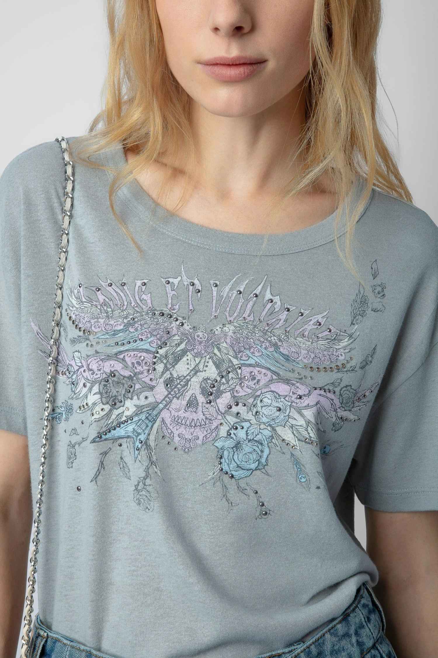 Zadig & Voltaire Marta Concert Diamanté T-shirt Oyster 3 Zadig & Voltaire Marta Concert Diamanté T-shirt Oyster - Image 3