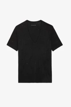 Zadig & Voltaire Wassa Diamanté T-shirt Black -Zadig & Voltaire Shop jwts01646 noir