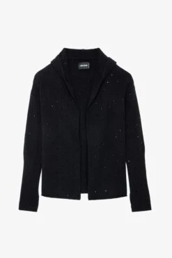 Zadig & Voltaire Cosany Diamanté Cashmere Cardigan Black -Zadig & Voltaire Shop kwca00551 noir