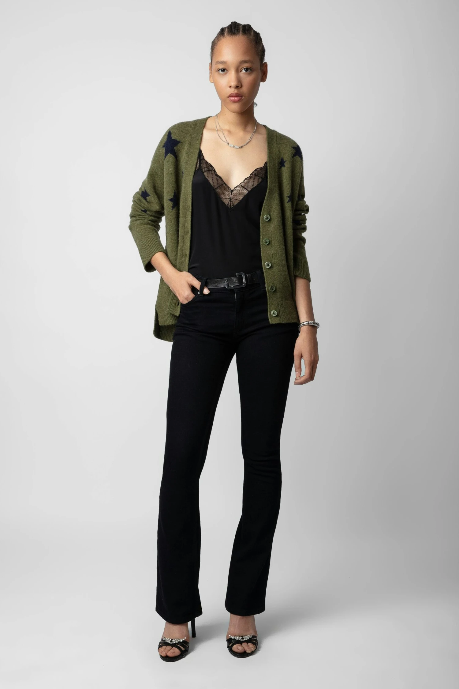 Zadig & Voltaire Mirka Cardigan Dark Olive 1 Zadig & Voltaire Mirka Cardigan Dark Olive