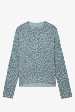Zadig & Voltaire Markus Leopard Cashmere Sweater Nuage 10 Zadig & Voltaire Markus Leopard Cashmere Sweater Nuage -Zadig & Voltaire Shop kwsw01530 nuage