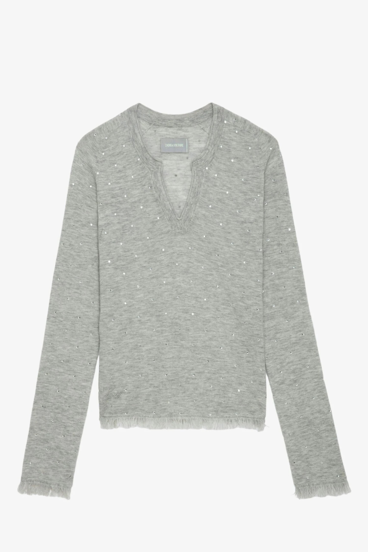 Zadig & Voltaire Riviera Cashmere Sweater Gris Chine Clair 5 Zadig & Voltaire Riviera Cashmere Sweater Gris Chine Clair - Image 5