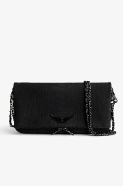 Zadig & Voltaire Rock Soft Savage Clutch Black