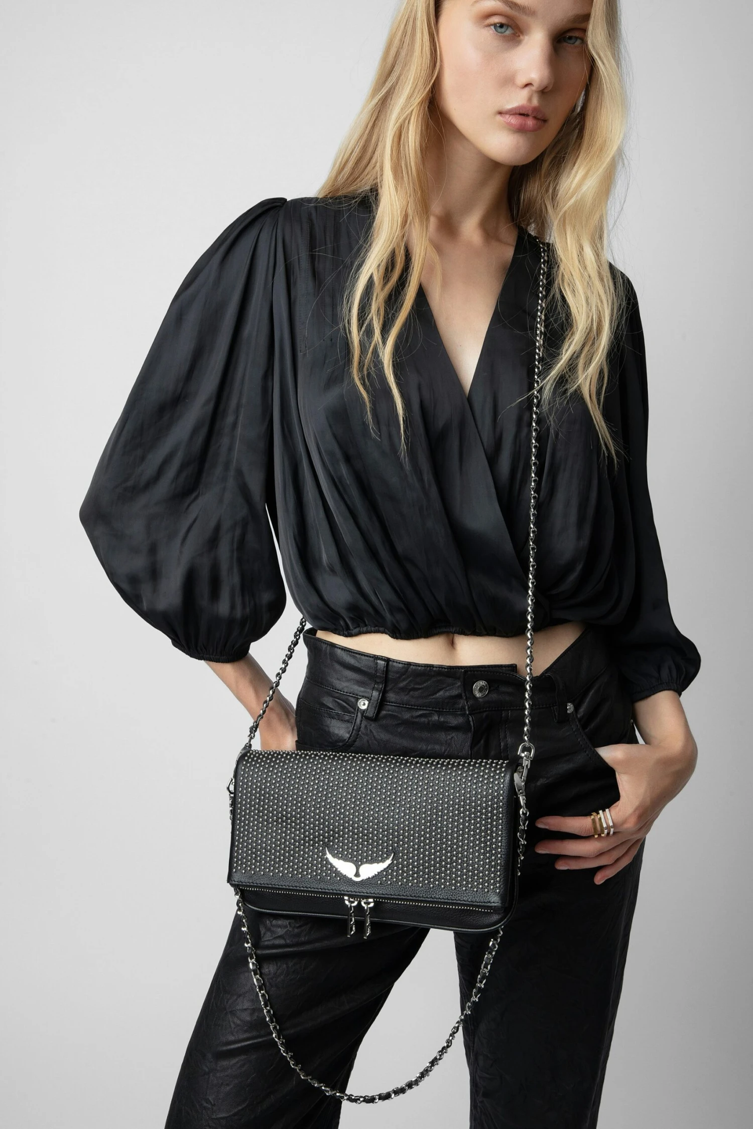 Zadig & Voltaire Rock Dotted Swiss Clutch Black 5 Zadig & Voltaire Rock Dotted Swiss Clutch Black - Image 5