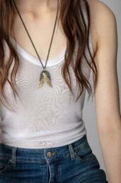 Zadig & Voltaire Rock Feather Pendant Necklace Old Gold -Zadig & Voltaire Shop owjw00535 old gold 10