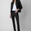 Zadig & Voltaire Phlame Crinkled Leather Pants Black