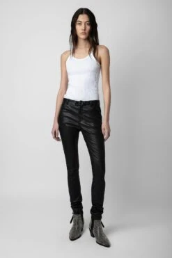 Zadig & Voltaire Phlame Crinkled Leather Pants Black -Zadig & Voltaire Shop pwgcu1402f noir 3 2