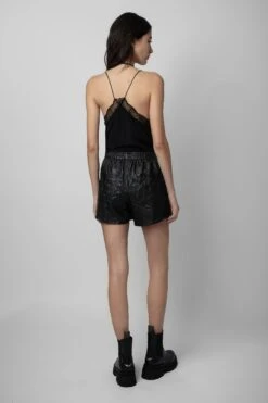 Zadig & Voltaire Pax Crinkled Leather Shorts Black -Zadig & Voltaire Shop pwgcu1404f noir 5 1